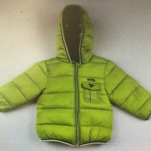 Lime Green Puffer Jacket with Hood